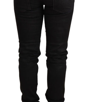 Acht Black Washed Cotton Slim Fit Denim Low Waist Jeans