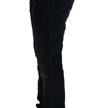 Acht Blue Washed Cotton Denim Low Waist Loose Fit Trousers Jeans