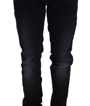 Acht Blue Washed Cotton Denim Low Waist Loose Fit Trousers Jeans