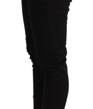 Ermanno Scervino Black Low Waist Skinny Slim Trouser Cotton Jeans Ermanno Scervino 