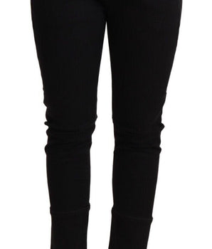 Ermanno Scervino Black Low Waist Skinny Slim Trouser Cotton Jeans Ermanno Scervino 