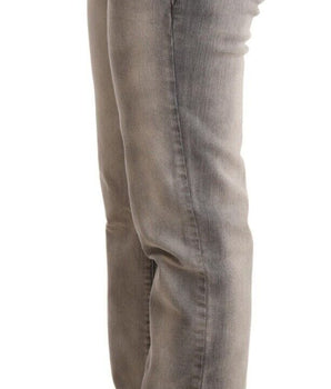 Ermanno Scervino Gray Washed Low Waist Skinny Trouser Cotton Jeans Ermanno Scervino 