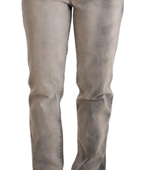 Ermanno Scervino Gray Washed Low Waist Skinny Trouser Cotton Jeans Ermanno Scervino 
