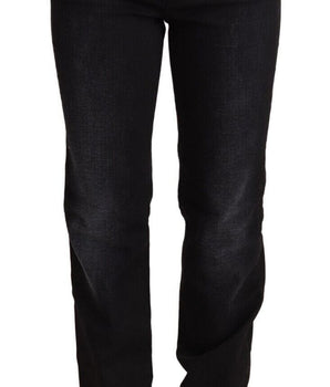 Ermanno Scervino Black Washed Straight Denim Trouser Cotton Jeans Ermanno Scervino 