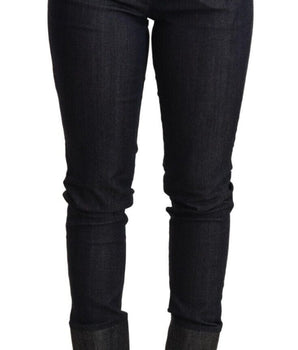 Ermanno Scervino Blue Skinny Folded Hem Denim Trouser Cotton Jeans Ermanno Scervino 