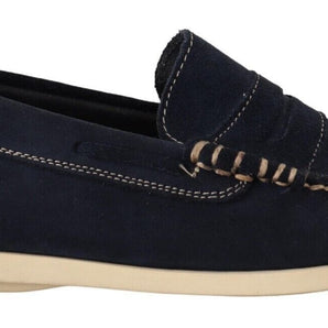 Pollini Chic Suede Blue Moccasins for Men Pollini 