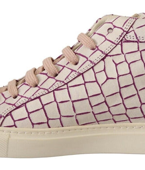 HIDE & JACK Chic White & Burgundy Mid-Cut Leather Sneakers HIDE & JACK 