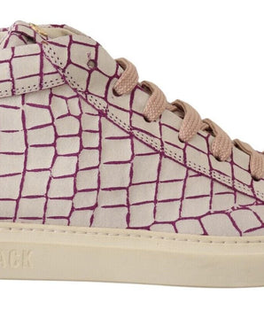 HIDE & JACK Chic White & Burgundy Mid-Cut Leather Sneakers HIDE & JACK 