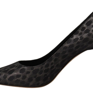 Sofia Elegant Black Leopard Print Leather Heels