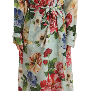 Dolce & Gabbana Elegant Floral Silk Trench Coat