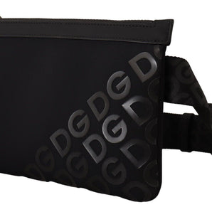 Dolce &amp; Gabbana Sleek Black Monogram Neoprene Fanny Pack