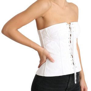 Dolce & Gabbana Elegant White Strapless Corset Top