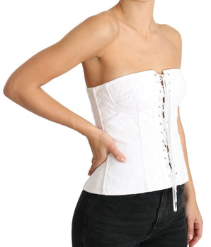 Dolce & Gabbana White PALERMO Bustier Cotton Top Corset Dolce & Gabbana 