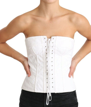 Dolce & Gabbana White PALERMO Bustier Cotton Top Corset Dolce & Gabbana 