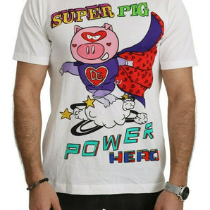 Dolce &amp; Gabbana Chic White Cotton Pig Motif Tee