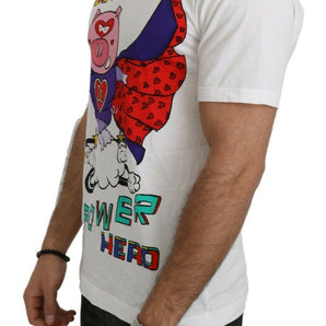 Dolce &amp; Gabbana Chic White Cotton Pig Motif Tee