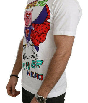 Dolce & Gabbana Chic White Cotton Pig Motif Tee Dolce & Gabbana 