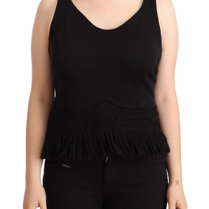 Ermanno Scervino Black Cotton Sleeveless Tank Casual Top