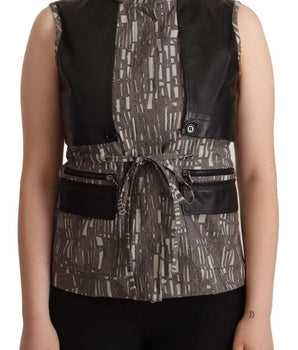 Comeforbreakfast Brown Black Vest Leather Sleeveless Top Blouse Comeforbreakfast 