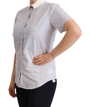 AGLINI Light Blue Cotton Short Sleeves Collared Polo Top