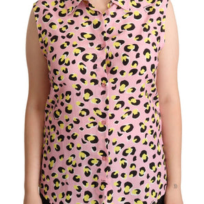 Love Moschino Sleeveless Leopard Print Polo Top