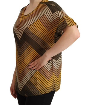 Twinset Multicolor Stripes Short Sleeves Round Neck Top Blouse Twinset 