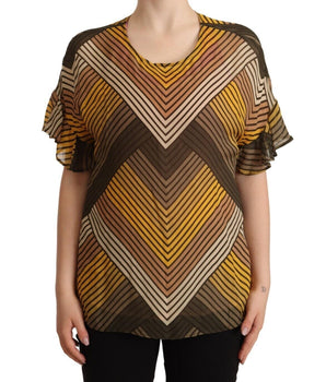 Twinset Multicolor Stripes Short Sleeves Round Neck Top Blouse Twinset 