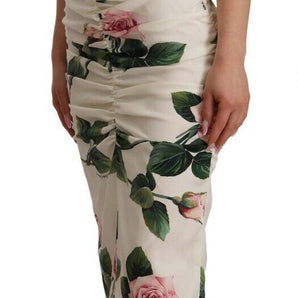 Dolce &amp; Gabbana Elegant White Floral Sheath Dress