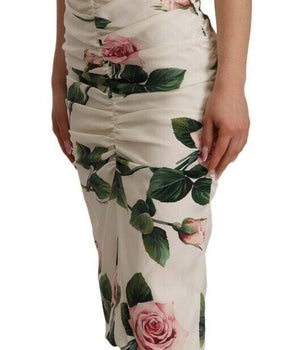 Dolce & Gabbana Elegant White Floral Sheath Dress Dolce & Gabbana 