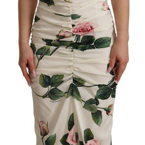 Dolce &amp; Gabbana Elegant White Floral Sheath Dress