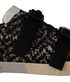 Dolce & Gabbana Silver Leather Brown Cotton Wool Sneakers Shoes