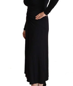 PINKO Elegant Black Nylon Stretch Maxi Dress PINKO 