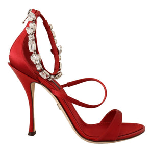 Dolce &amp; Gabbana Red Crystal-Embellished Heel Sandals