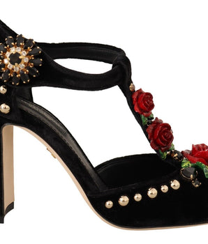 Dolce &amp; Gabbana Elegant Velvet T-Strap Mary Jane Pumps
