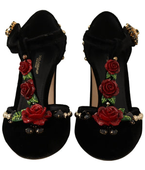 Dolce &amp; Gabbana Elegant Velvet T-Strap Mary Jane Pumps