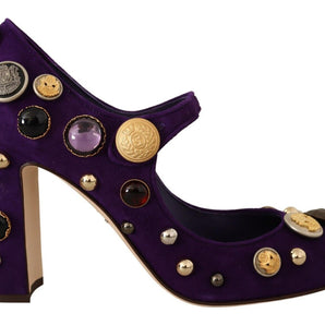 Dolce & Gabbana Elegant Suede Heels with Jewel Buttons