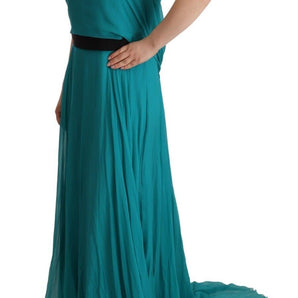 Alberta Ferretti Elegant Silk A-Line Long Dress in Blue