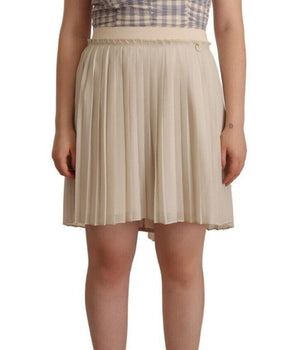 Guess Beige Checkered Pleated A-line Strapless Bustier Dress Guess 