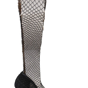 Dolce &amp; Gabbana Elegant Netted Sock Pumps in Timeless Black