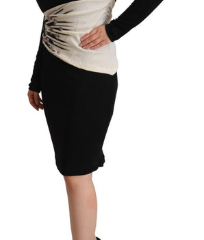 Roberto Cavalli Black Silver Sheath Knee Length Dress Roberto Cavalli 