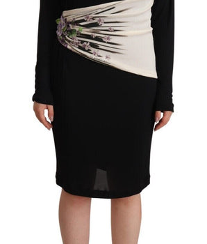 Roberto Cavalli Black Silver Sheath Knee Length Dress Roberto Cavalli 