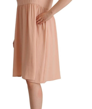 Twinset Beige Polyester Sleeveless Shift Knee Length Dress Twinset 