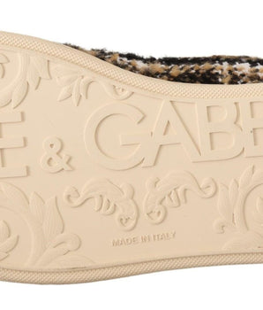 Dolce & Gabbana Beige Brown Wool Cotton High Top Sneakers Dolce & Gabbana 