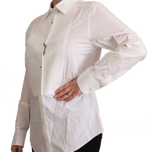 Dolce &amp; Gabbana Elegant White Cotton Collared Top