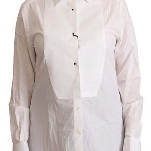 Dolce &amp; Gabbana Elegant White Cotton Collared Top