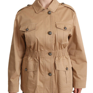 Dolce &amp; Gabbana Chic Beige Button Down Coat with Embellishments