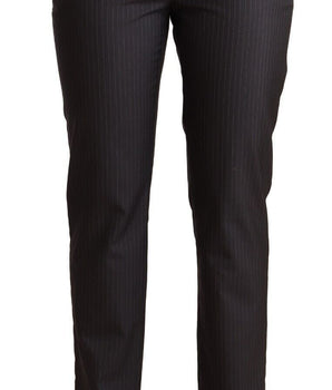 Dolce & Gabbana Black Striped Wool Tapered Trouser Pants Dolce & Gabbana 