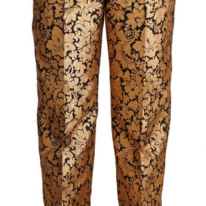 Dolce &amp; Gabbana Elegant Floral Jacquard High Waist Trousers