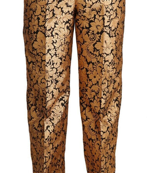 Dolce & Gabbana Gold Floral Jacquard Straight Polyester Pants Dolce & Gabbana 