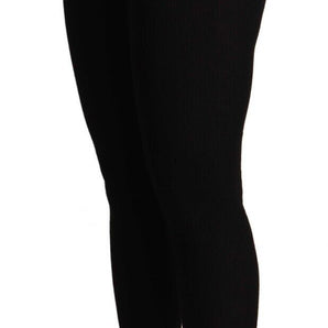 Dolce &amp; Gabbana Black High Waist Cashmere Tights Pants